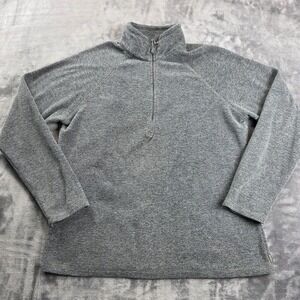 Eddie Bauer Fleece Pullover Women L Gray Quarter Zip Raglan Sleeve Textured